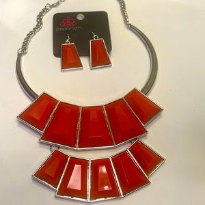 Rust color paparazzi necklace and earring set